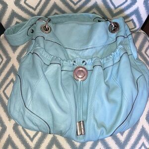 B. Makowsky Light Blue Leather Shoulder Bag